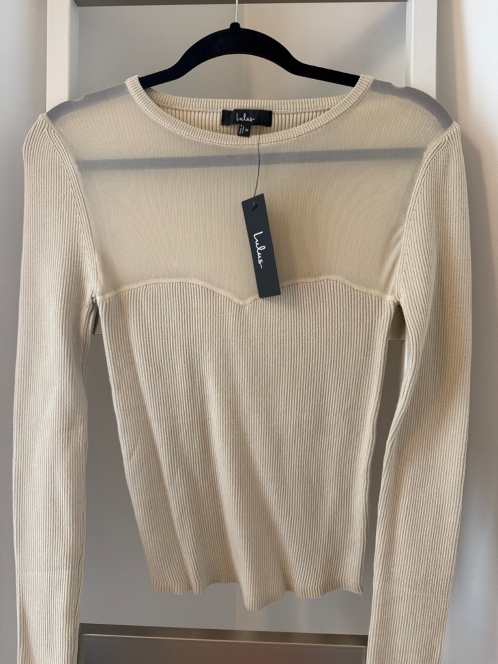 NWT Lulus Sheer Sweetheart Ribbed Sweater